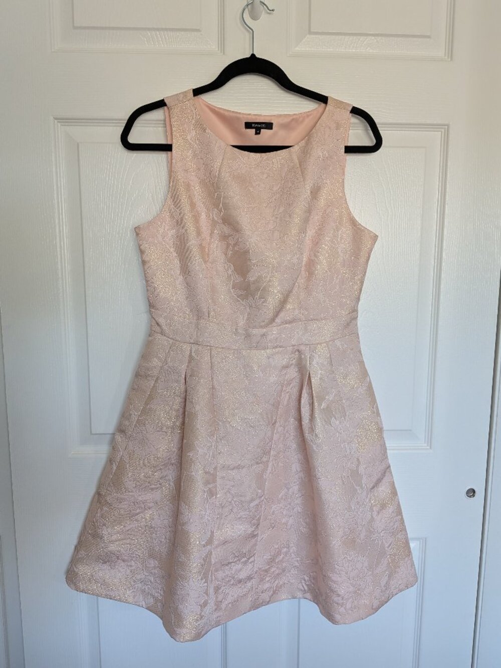 RW&CO. Blush Pink & Gold Floral Brocade Cutout Flare Dress - Size 10